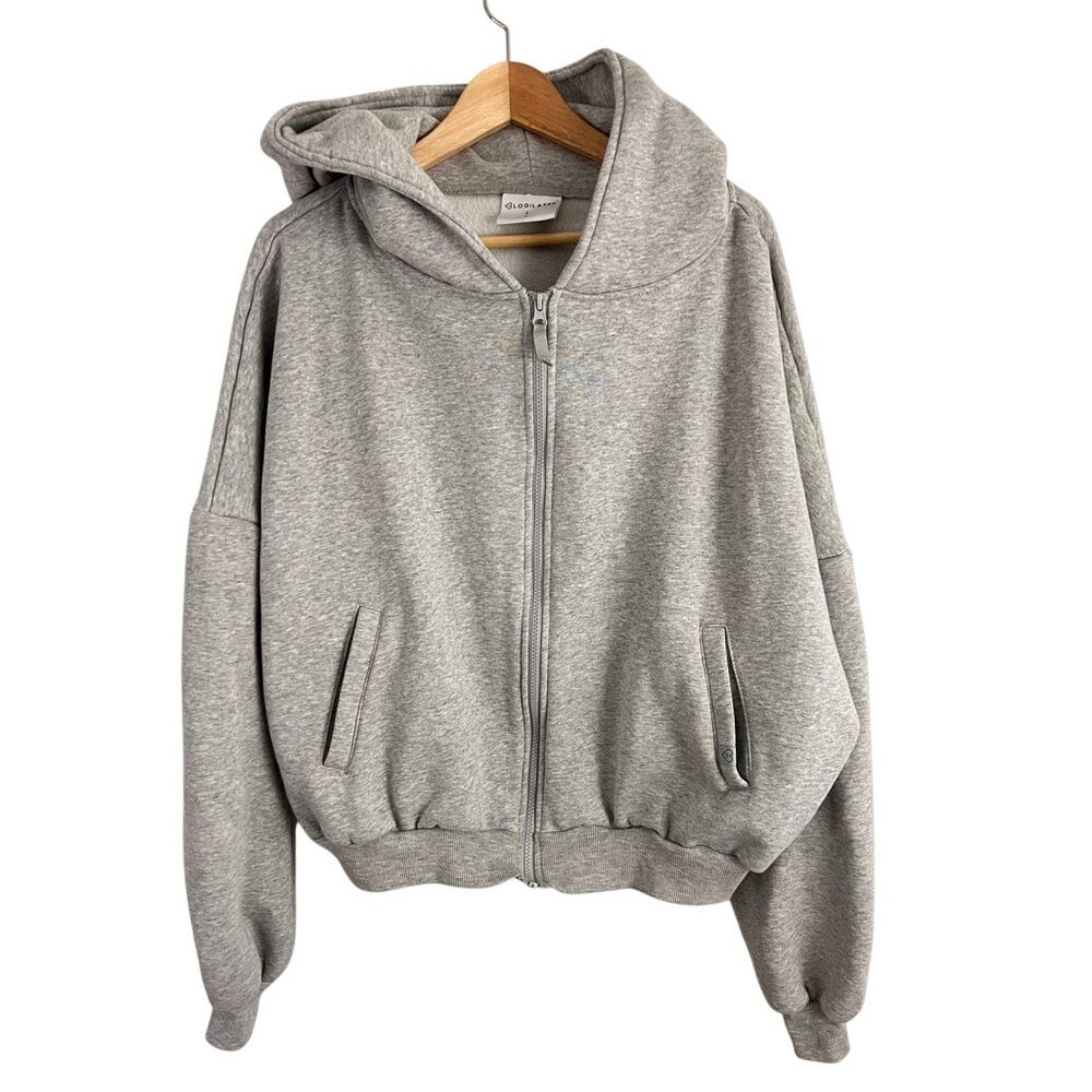 Blogilates Marshmellow Hoodie Zip Up Oversized Gray Women Size Large